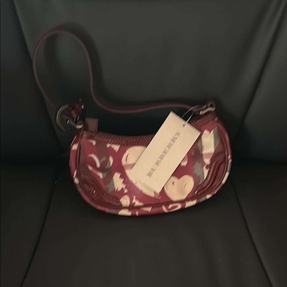 Burberry Red Shoulder Bag with Floral Pattern